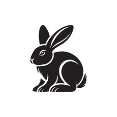 Black Color Rabbit silhouette design Vector Illustration, Solid White Background (10).eps