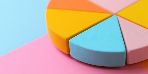 Obraz premium Six-Segment Pastel Pie Chart on Bi-Colored Background