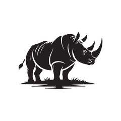 Black Color Rhinoceros silhouette design Vector Illustration, Solid White Background (5).eps