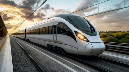 Fototapeta premium High-Speed Train: A Journey into the Future of Rail Travel