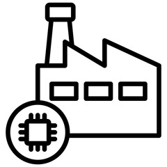 Smart Manufacturing Outline Icon