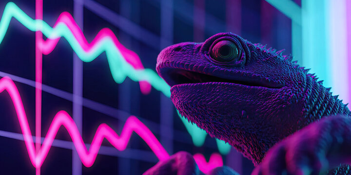 Lizard and Neon Stock Market Graphs
