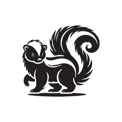 Black Color Skunk silhouette design Vector Illustration, Solid White Background (3).eps