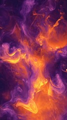 Fototapeta premium Abstract Orange and Purple Smoke Flow on Dark Background - Made with Generative AI