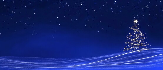 Panoramic Christmas eve Background with Christmas tree