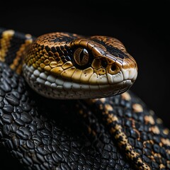 Fototapeta premium close up of a snake on a black background