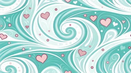 Fototapeta premium Romantic Heart Swirl with Turquoise and Pink Tones