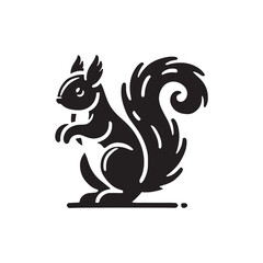 Black Color Squirrel silhouette design Vector Illustration, Solid White Background (4).eps