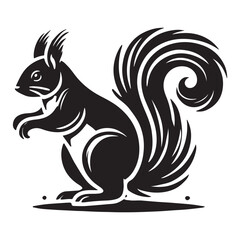 Black Color Squirrel silhouette design Vector Illustration, Solid White Background (9).eps
