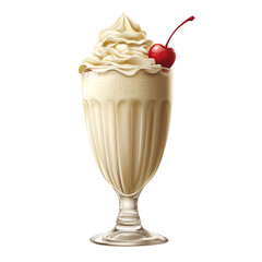 Classic Milkshake with Whipped Cream and Cherry on Top Isolated on transparent background