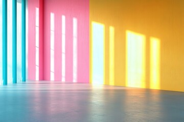 Fototapeta premium A pastel-colored empty wall provides a beautiful and modern backdrop for presentations and can be used as a versatile and visually appealing setting for a variety of creative projects