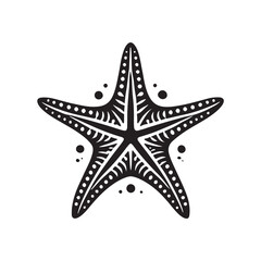 Fototapeta premium Black Color Starfish silhouette design Vector Illustration, Solid White Background (7).eps