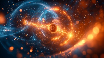 Fototapeta premium Dynamic Cosmic Interactions in Vibrant Galactic Space Visuals