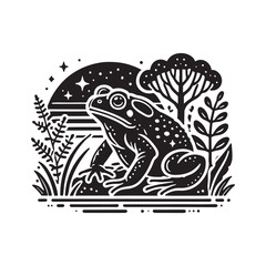 Black Color Toad silhouette design Vector Illustration, Solid White Background (13).eps