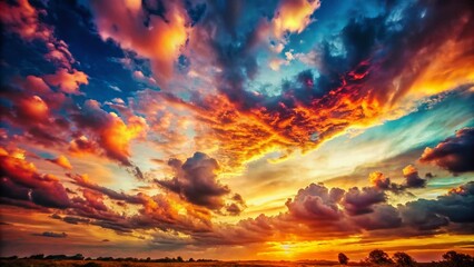 Fototapeta premium Vintage Sunset Sky: Colorful Cloudscape Background Image