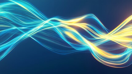 A mesmerizing abstract background with intertwining streaks of blue and yellow light, creating a dynamic flow across a dark gradient backdrop