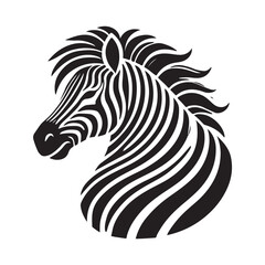 Black Color Zebra silhouette design Vector Illustration, Solid White Background (8).eps