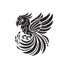 Parrot silhouette design Vector Illustration, Solid White Background (2).eps