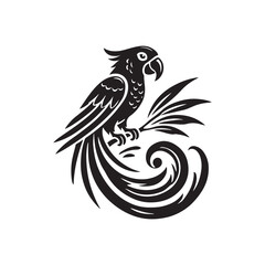 Parrot silhouette design Vector Illustration, Solid White Background (4).eps