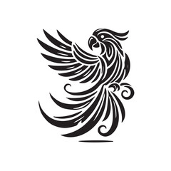 Parrot silhouette design Vector Illustration, Solid White Background (6).eps
