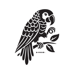 Parrot silhouette design Vector Illustration, Solid White Background (9).eps