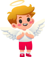 Cupid Posing Cheerfully for Valentine's Day (Illustration Gradient Style)
