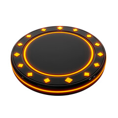 Naklejka premium Glossy Black and Orange Decorative Round Surface Isolated on transparent background