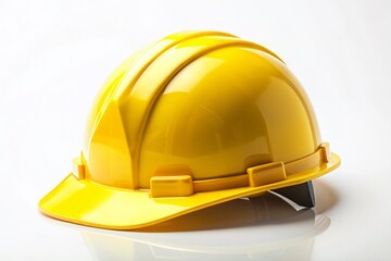 Yellow Construction Hard Hat: Multiple Angles, Minimalist White Background Stock Photo