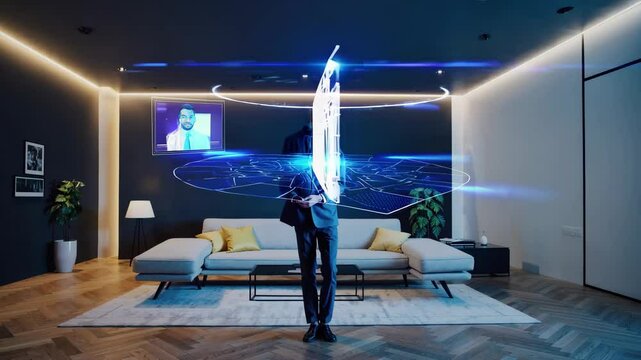Imagine a wearable device that projects a virtual workspace anywhere, show it in action