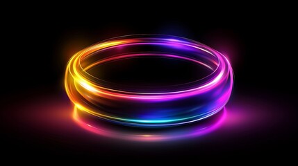 Circular neon light blur, creating a turbine effect with glowing streaks of color, ideal for a party-themed abstract design