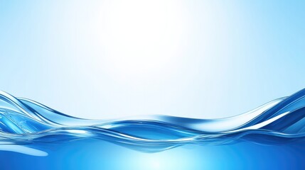 Naklejka premium 3D abstract blue background with water wave patterns under a clear sky, illuminated by sunlight creating stunning sea reflections. 