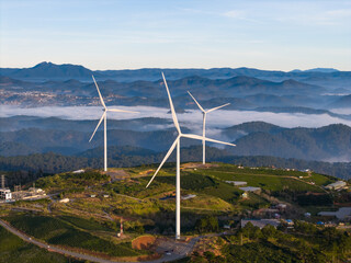 Group of Wind turbines farm in Da Lat, Vietnam. Royalty high-quality free best stock of Wind...