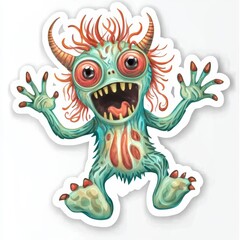 Fun and quirky monster illustration with vibrant colors and expressive features