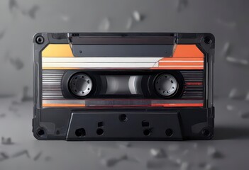 Obraz premium A stylized illustration of a cassette tape with bold lines and a futuristic aesthetic , cassette, waveform, retro