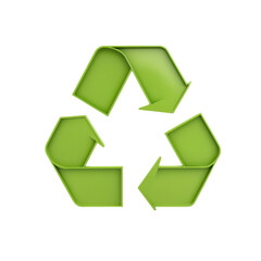 Obraz premium A green recycling symbol featuring three arrows in a circular arrangement, Transparent Background.