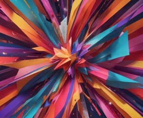 Fototapeta premium Bright colored geometric patterns forming a dynamic abstract shape, shapes, geometric patterns, patterns
