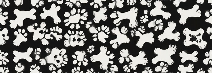 Dog bone vector dog paw doodle seamless pattern isolated wallpaper background,  minimalist decor ,  seamless pattern,  canine design