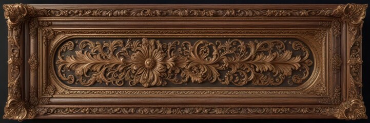 Intricately carved wooden frame with ornate moldings and gilded details,  living room design,  home decor ,  gilded