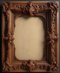 Intricately carved wooden frame with ornate scroll details ,  decor,  antique,  frame