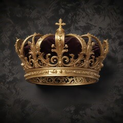 Majestic crown with intricate golden swirls on a velvet-like background ,  majestic,  intricate,  imperial