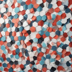 Mosaic geometric shapes in abstract halftone style on white background in three colors ,  geometric,  color,  background