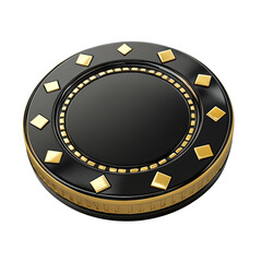 Naklejka premium Black and Gold Casino Chip on White Isolated on transparent background