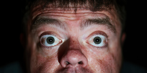 Obraz premium Close-up Photograph of a Man's Face Showing Surprise