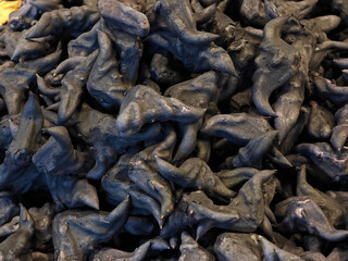 Water chestnuts or buffalo horns in the market