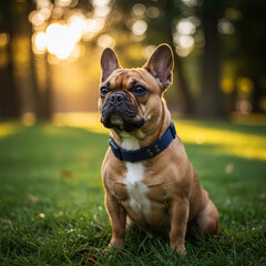Fototapeta premium Portrait of a French Bulldog in the park