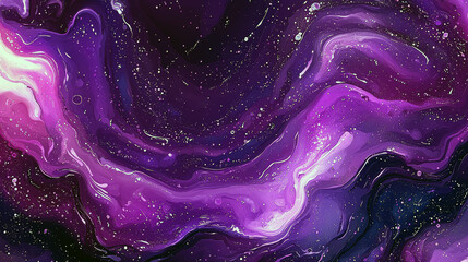 Obraz premium Cosmic Swirls: Abstract Purple Galaxy Painting, Space Art, Fluid Design