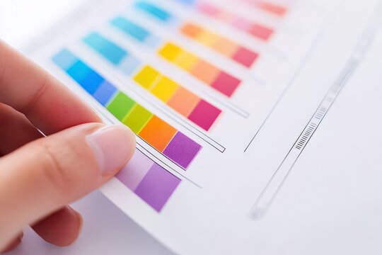 Hand Holding Report Card With Colorful Swatches Under Soft Diffused Lighting on White Background, Ideal for Creative and Design Related Projects