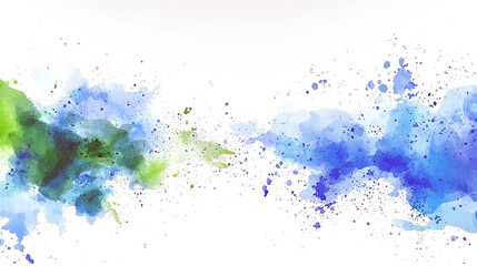 Obraz premium Abstract Watercolor Painting: Blue and Green Color Splashes, Dynamic Texture Background