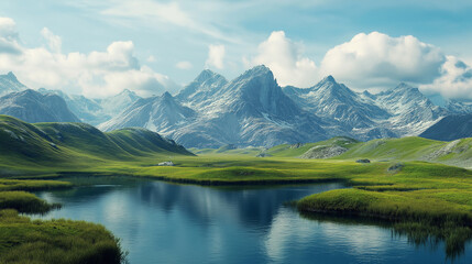 Fototapeta premium Serene Mountain Landscape