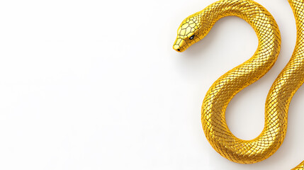 Naklejka premium Golden snake display artistic showcase minimalist design modern environment side view symbol of luxury